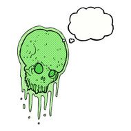 cartoon slimy skull with thought bubble N6