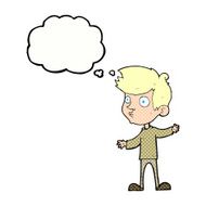 cartoon curious boy with thought bubble N33