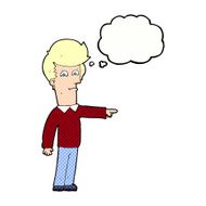 cartoon man pointing with thought bubble N177