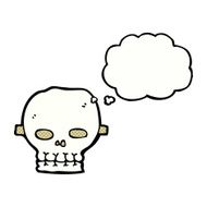 cartoon spooky skull mask with thought bubble N2