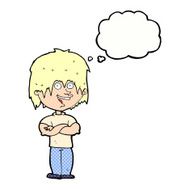cartoon happy man with thought bubble N423