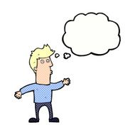 cartoon surprised man with thought bubble N122