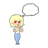 cartoon woman in love with thought bubble N10