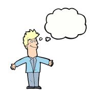 cartoon happy man with thought bubble N424