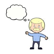 cartoon dad waving with thought bubble N10