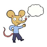 cartoon waving mouse with thought bubble N5