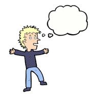 cartoon happy man with thought bubble N425