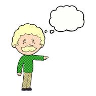 cartoon man with mustache pointing thought bubble N28