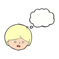 cartoon unhappy boy with thought bubble N54
