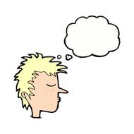 cartoon male face with thought bubble N19