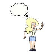 cartoon pretty woman with idea thought bubble N66