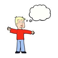 cartoon surprised man with thought bubble N123