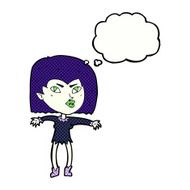 cartoon vampire girl with thought bubble N207