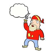 cartoon pirate with thought bubble N9