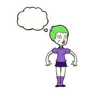 cartoon zombie monster woman with thought bubble N9