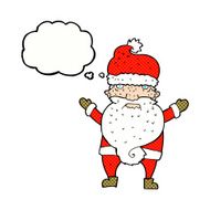 cartoon grumpy santa with thought bubble N10