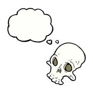 cartoon spooky skull with thought bubble N138