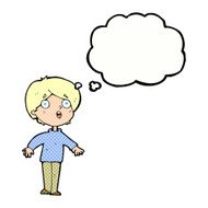cartoon surprised man with thought bubble N125