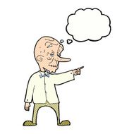 cartoon old man pointing with thought bubble N10