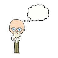 cartoon annoyed old man with thought bubble N63