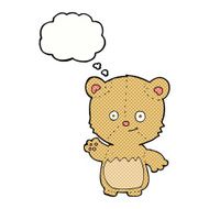 cartoon teddy bear waving with thought bubble N8