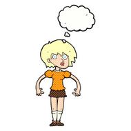 cartoon surprised woman with thought bubble N228
