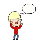 cartoon happy man with thought bubble N426
