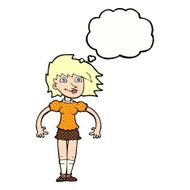 cartoon happy woman with thought bubble N239