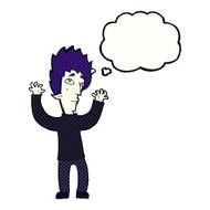 cartoon vampire giving up with thought bubble N10