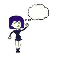 cartoon pretty vampire girl with thought bubble N29
