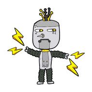 cartoon waving robot with thought bubble N20