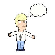 cartoon confused man with thought bubble N37