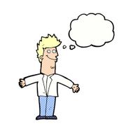 cartoon happy man with open arms thought bubble N10