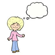 cartoon happy woman with thought bubble N240