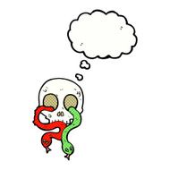 cartoon skull with snakes thought bubble N6