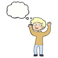 cartoon happy man with thought bubble N428