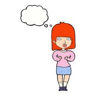 cartoon shocked woman with thought bubble N90