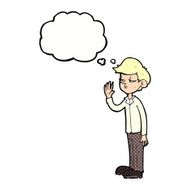 cartoon arrogant boy with thought bubble N10