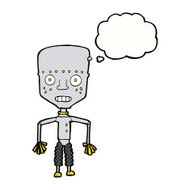 funny cartoon robot with thought bubble N47