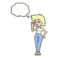 cartoon woman ignoring with thought bubble N26