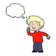 cartoon boy posing for photo with thought bubble N10