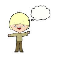 cartoon happy boy with thought bubble N215