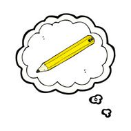 cartoon pencil with thought bubble N3