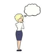 cartoon businesswoman ignoring with thought bubble N10
