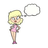 cartoon woman with hands on hips thought bubble N204