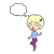 cartoon surprised woman with thought bubble N229