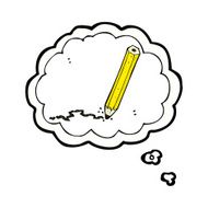 cartoon pencil with thought bubble N4