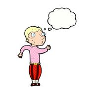 cartoon man in loud clothes with thought bubble N9