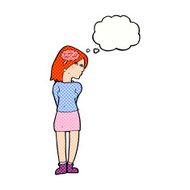 cartoon brainy woman with thought bubble N9