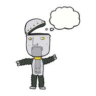 cartoon robot with thought bubble N160